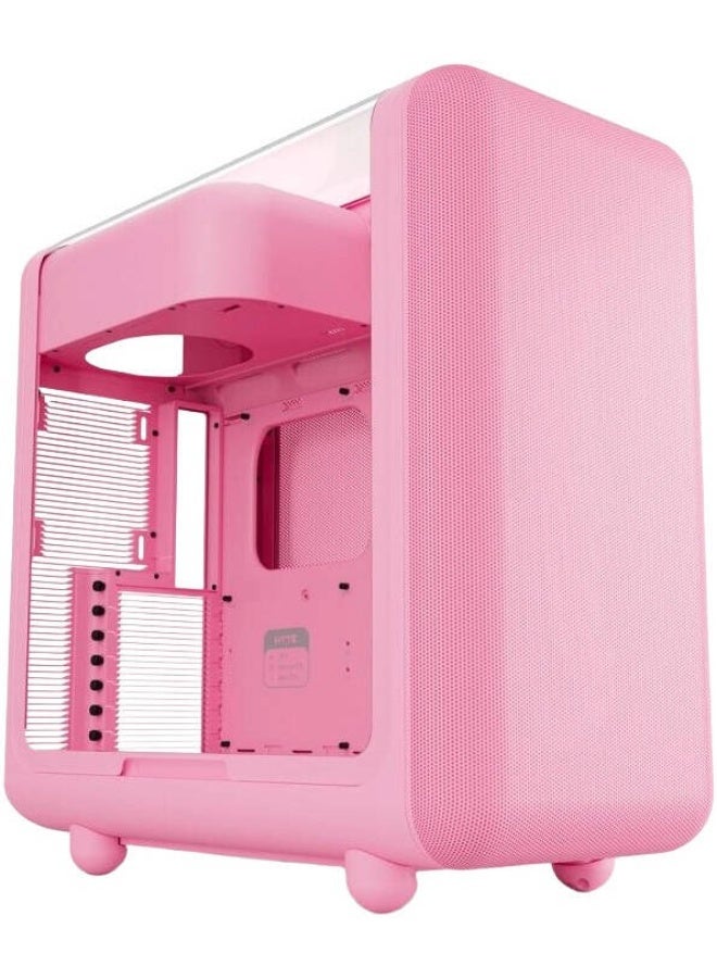 X50 Modern Performance ATX Mid-Tower PC Case, GPU Up to 430mm, CPU Cooler Up to 170mm, PSU Up to 223mm, Supports Up to 10 Fans & 360mm Radiators, Laminated Acoustic Glass & Steel Construction, USB-C Gen2x2 Front I/O, Strawberry Milk | CS-HYTE-X50G- S